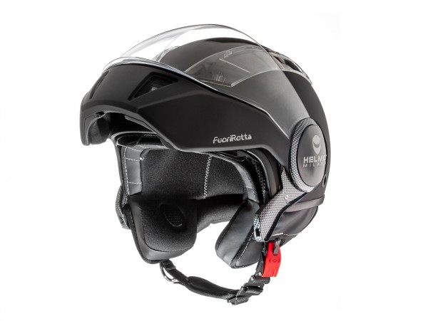 Helmet -HELMO MILANO- full jet helmet, FuoriRotta, matt black - L (58cm)