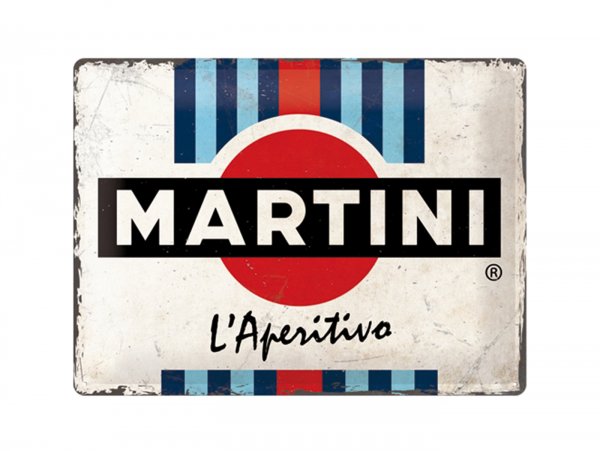 Plaque publicitaire -Nostalgic Art- "Martini - L'Aperitivo Racing Stripes", 30x40cm