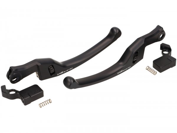 Pair of brake levers -MG-BIKETEC- long (162mm), EG/ABE - Vespa GTS 125-300 Keyless - black/black