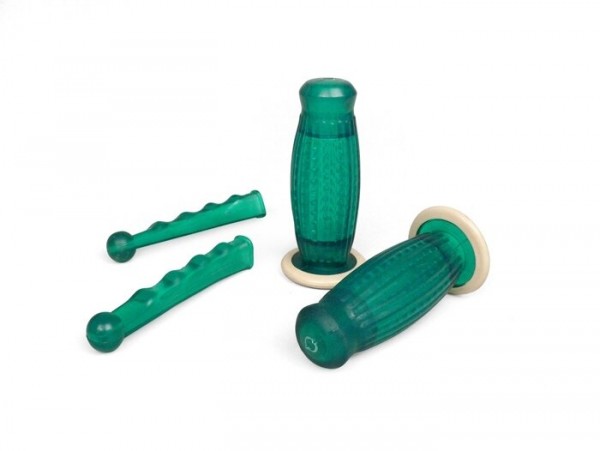 Pair of grips -BUBBLE Superflex + brake lever covers- Ø=22mm - green