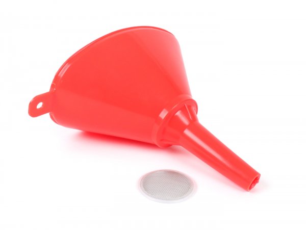 Funnel - petrol funnel -HÜNERSDORFF- 116x172mm (oval)- (HD-PE) - red