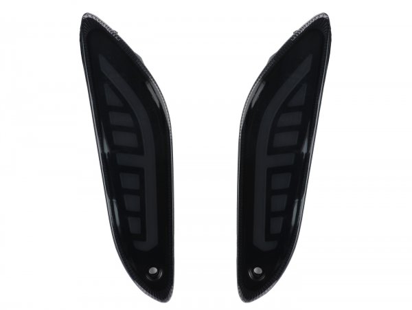 Par de intermitentes -POWER 1- LED Sport con homologación de marca E- Vespa Primavera, Sprint - ahumado negro - trasero - cristal sin estriados