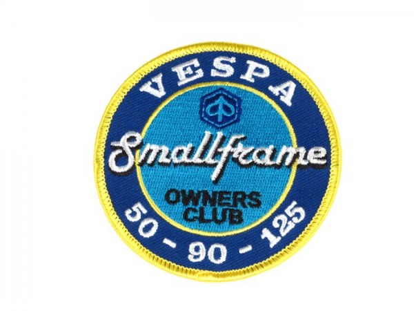 Patch thermocollant -VESPA Smallframe owners club 50 - 90 - 125- bleu/blanc/jaune - Ø=79mm