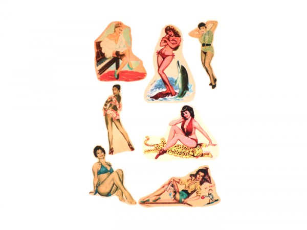 Water decals - theme "Pin up 2", sheet DIN A4 with 7 themes