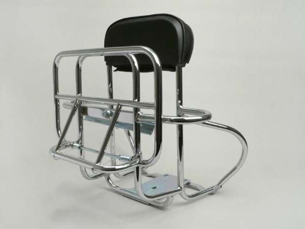 Rear rack, fold down + backrest + spare wheel holder -AMS CUPPINI- Vespa Largeframe