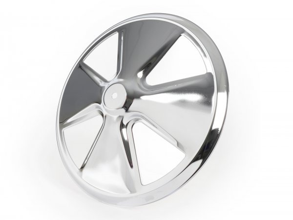 Wheel disc -OEM QUALITY, 5 spoke- for 10" open rim type - Vespa V50, V90, PV125, ET3, PK, GT, GTR, TS, GL, GS VS5T, Sprint, T4, Rally, PX, T5 125ccm - chrome