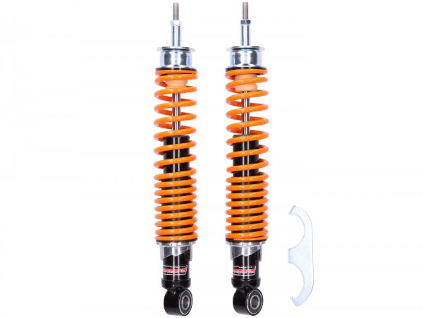 Shock absorber rear (Set) -CARBONE HI-TECH- espa GT, GTL, GTV, GTS 125-300 (all model years) - 3-way adjustable - black/orange