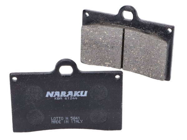 Bremsbeläge -NARAKU- organisch für Aprilia RS 50 14-16, RS4 125, Cagiva Mito 125, Derbi GPR 50 2T Euro2 / 125 4T Euro3