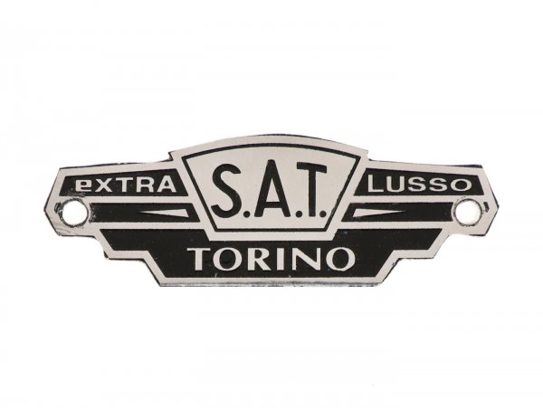 Seat badge Lambretta -S.A.T. TORINO- Extra Lusso - black