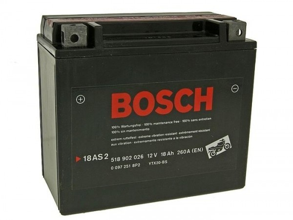 Batterie -Wartungsfrei BOSCH YTX20-BS- 12V 18Ah -177x88x156mm - (sans entretien)