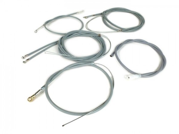 Cable set -MADE IN ITALY- Vespa PX (since1998 front disc brake) - PTFE grey