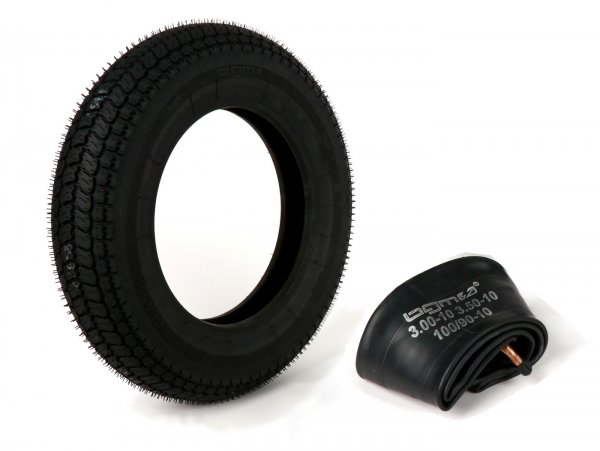 Tyre incl. tube -BGM Classic, Vespa- 3.50 - 10 inch TT 59P (reinforced) - for tube rims only