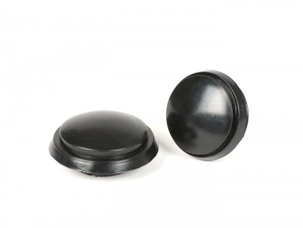 Pair of covers for wheel nut / brake drum Ø=36+39mm -OEM QUALITY front + rear- Vespa PX (1984-), T5 125cc, Cosa - black