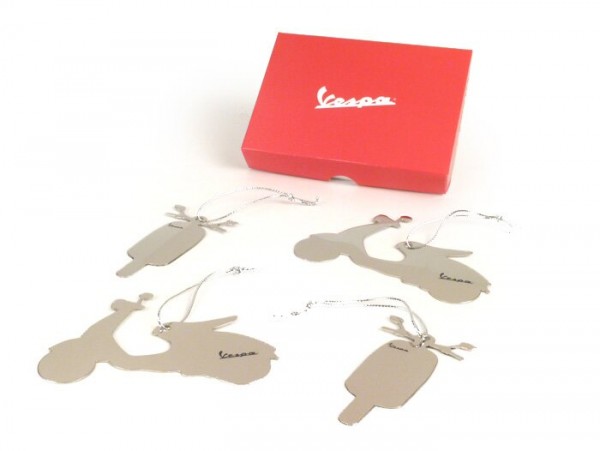 Christmas Tree Decoration -VESPA 946 (4 pieces)- stainless steel polished - incl. gift box