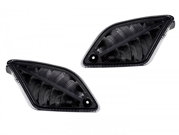Pair of rear indicators -MOTO NOSTRA 2K22 (2019-2022) dynamic LED sequential light, with position light (E-mark)- Vespa GTS 125-300 HPE (2019-2022) - smoked