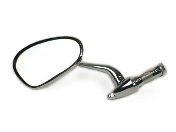 Specchietto manubrio -BUMM- forma di reni, Ø 115x70mm, cromato, lunghezza barra 100mm - links