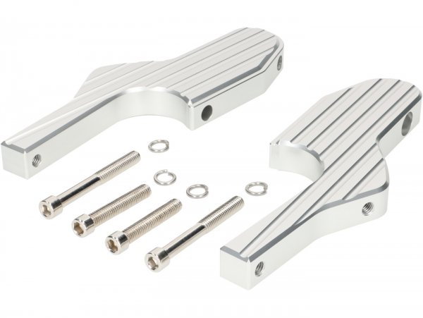 Pair of foot peg adapters for pillion rider -MOTO NOSTRA, CNC, silver- Vespa GT, GTL, GTS, GTV 125-300 - until 2024
