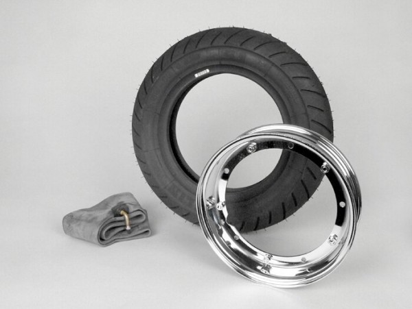 Kit neumático -VESPA MICHELIN S1- 3.50 - 10 pulgadas TL/TT 51J - llanta 2.10-10 cromo
