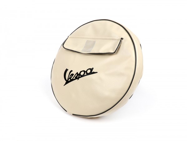 Spare wheel cover -OEM QUALITY- Vespa 3.50 - 8 - Ivory, with pouch